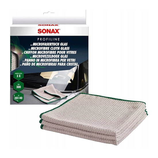 Sonax Profiline Microfibre Cloth Glass - mikrofibra do szyb 3szt 